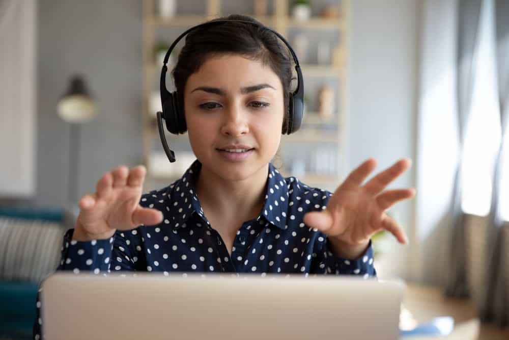 Young woman providing remote customer service